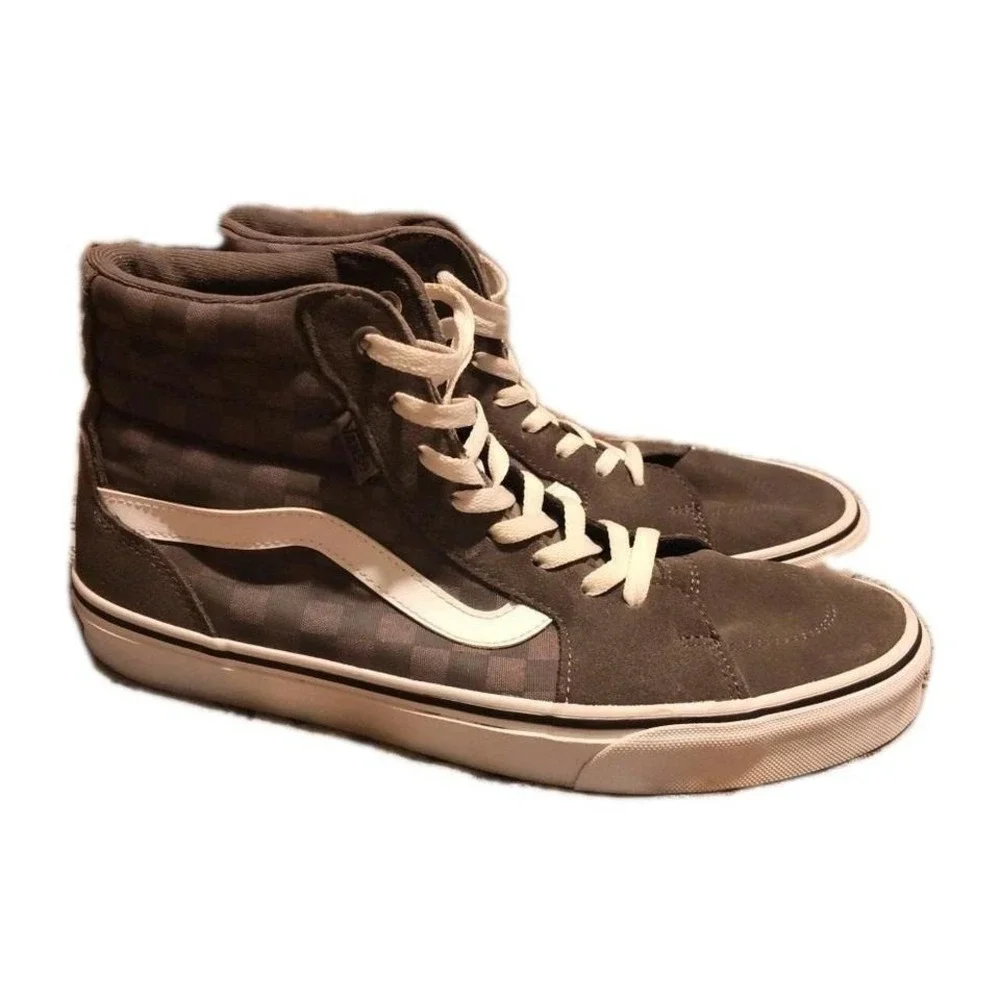VANS Filmore Hi Men's Gray Checkerboard Suede Lace Up High Top Sneakers Size-10